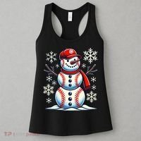 Christmas Baseball Snowman Baseball Christmas Women's Tank Top thumb 3