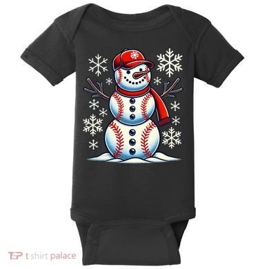 Christmas Baseball Snowman Baseball Christmas Baby Bodysuit