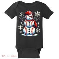 Christmas Baseball Snowman Baseball Christmas Baby Bodysuit thumb 0