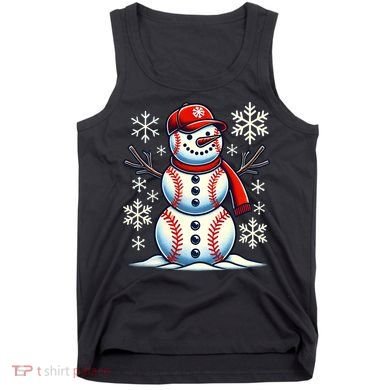 Christmas Baseball Snowman Baseball Christmas Tank Top
