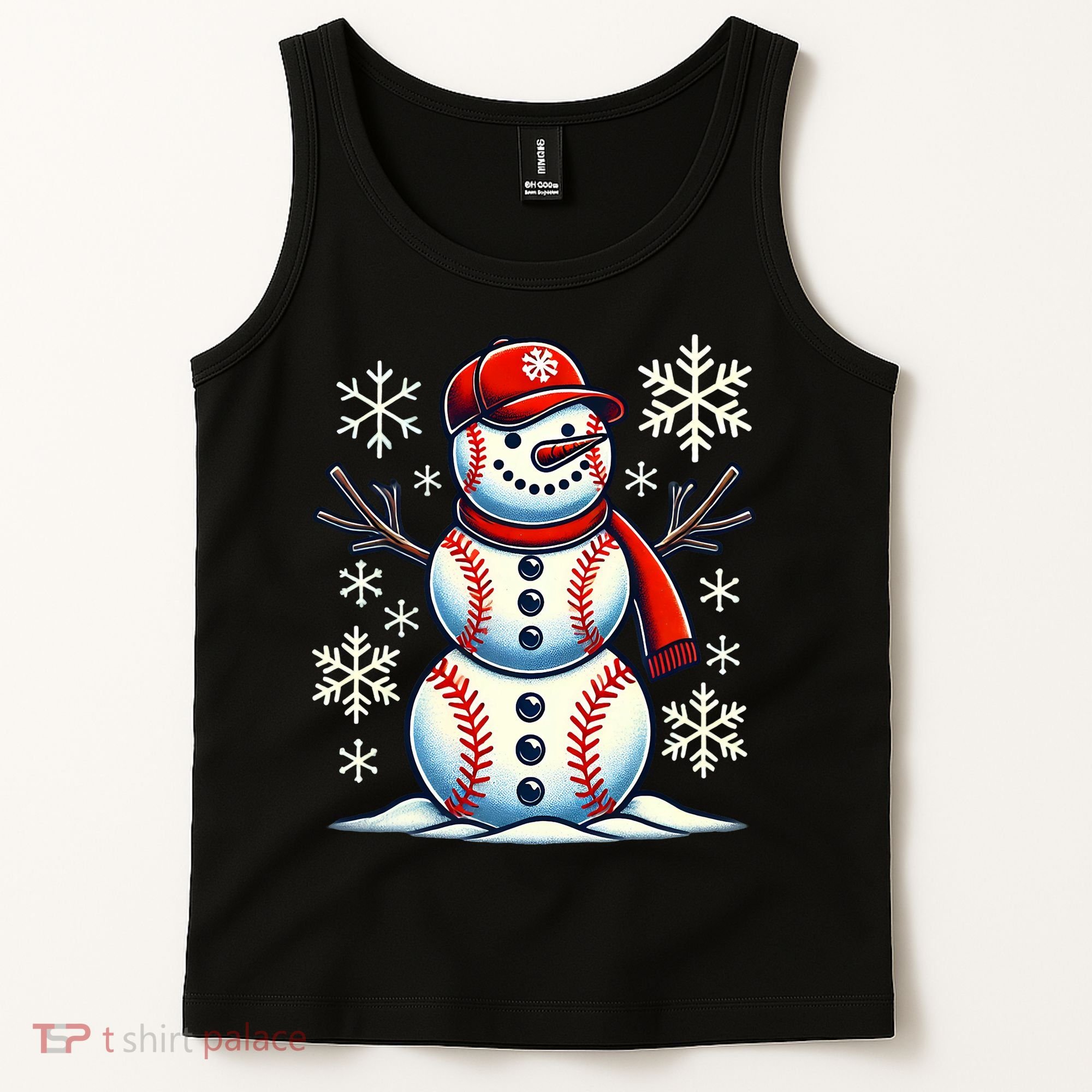 Christmas Baseball Snowman Baseball Christmas Tank Top