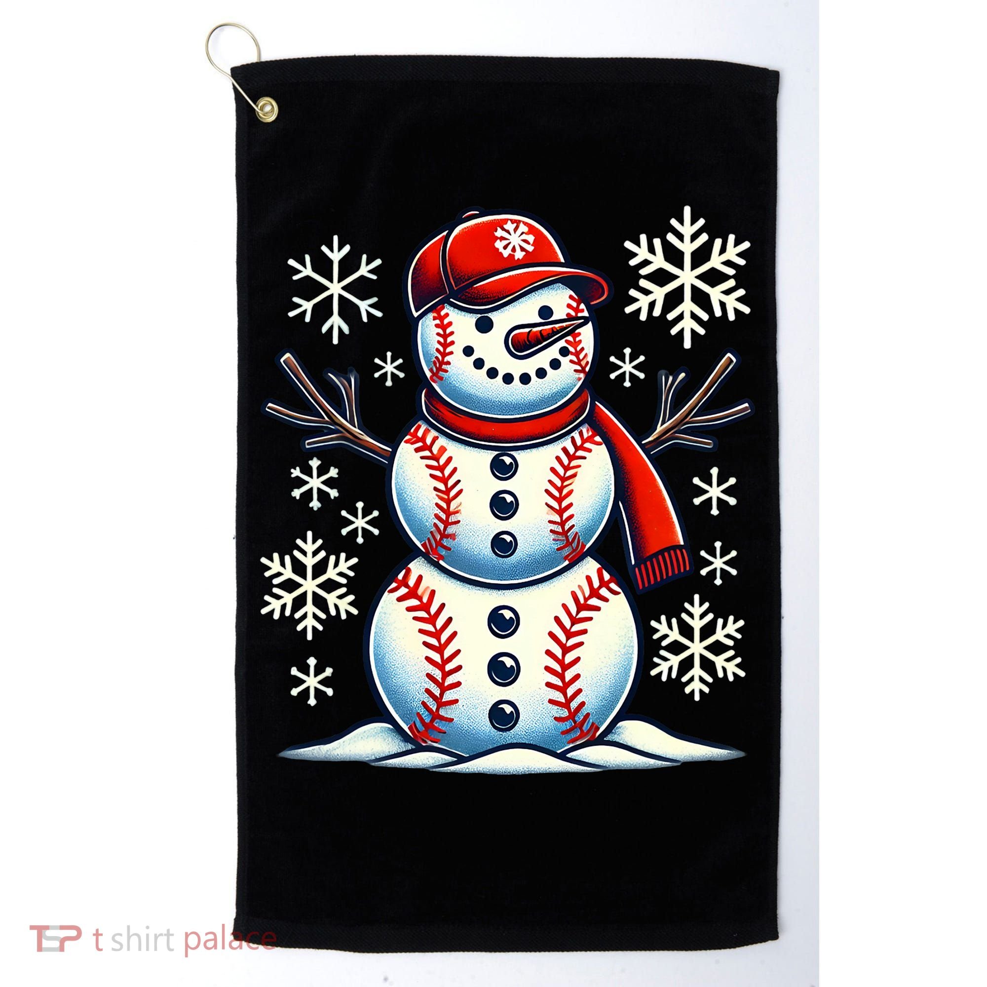Christmas Baseball Snowman Baseball Christmas Golf Towel