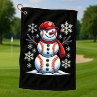 Christmas Baseball Snowman Baseball Christmas Golf Towel thumb 1
