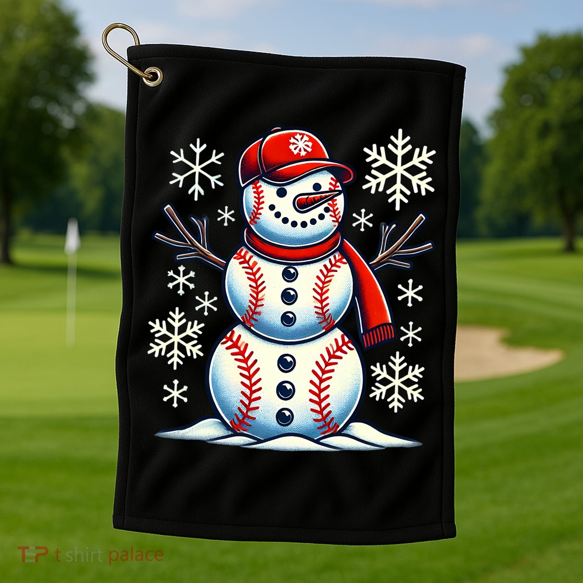 Christmas Baseball Snowman Baseball Christmas Golf Towel