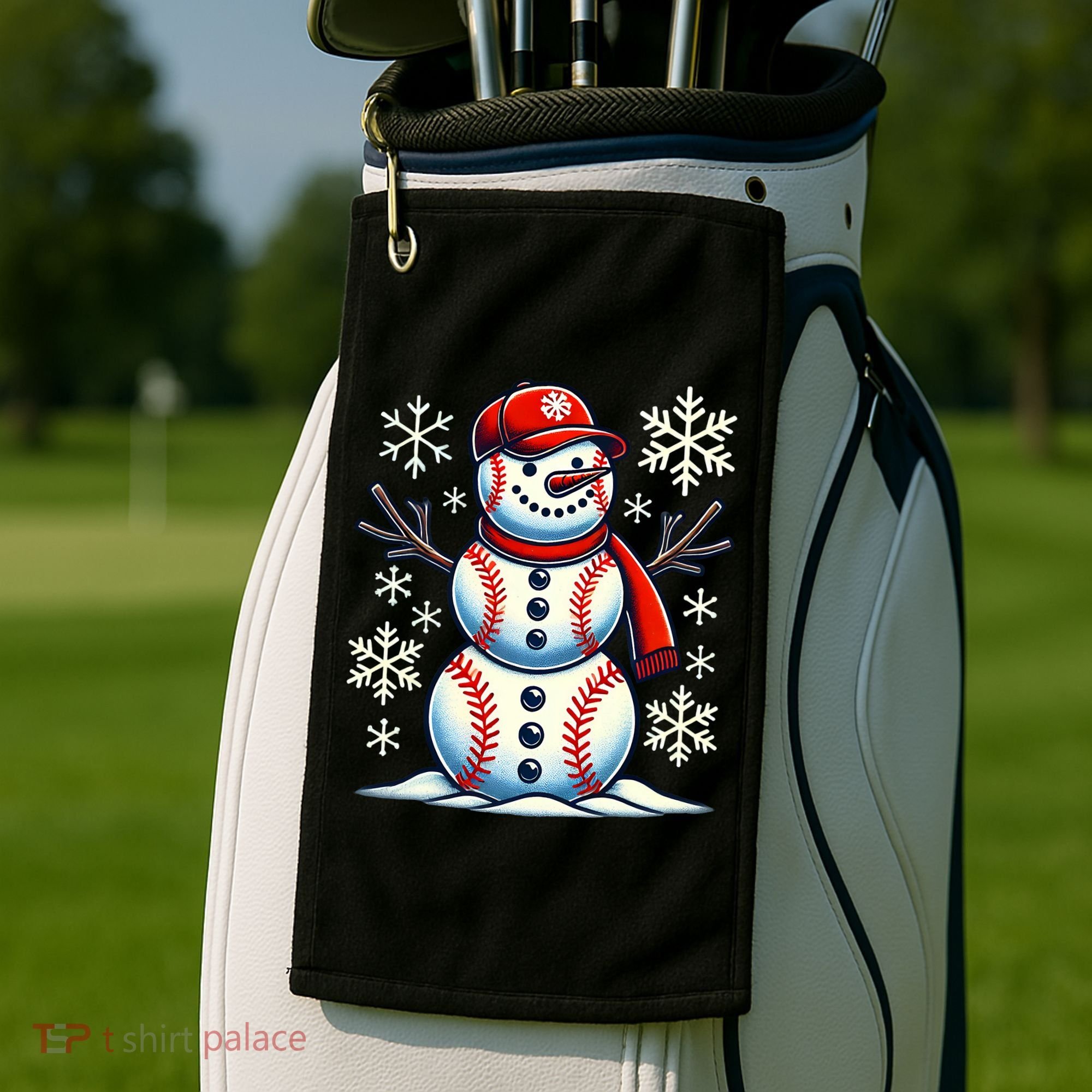 Christmas Baseball Snowman Baseball Christmas Golf Towel