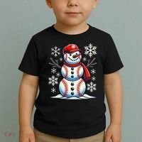 Christmas Baseball Snowman Baseball Christmas Toddler T-Shirt thumb 2