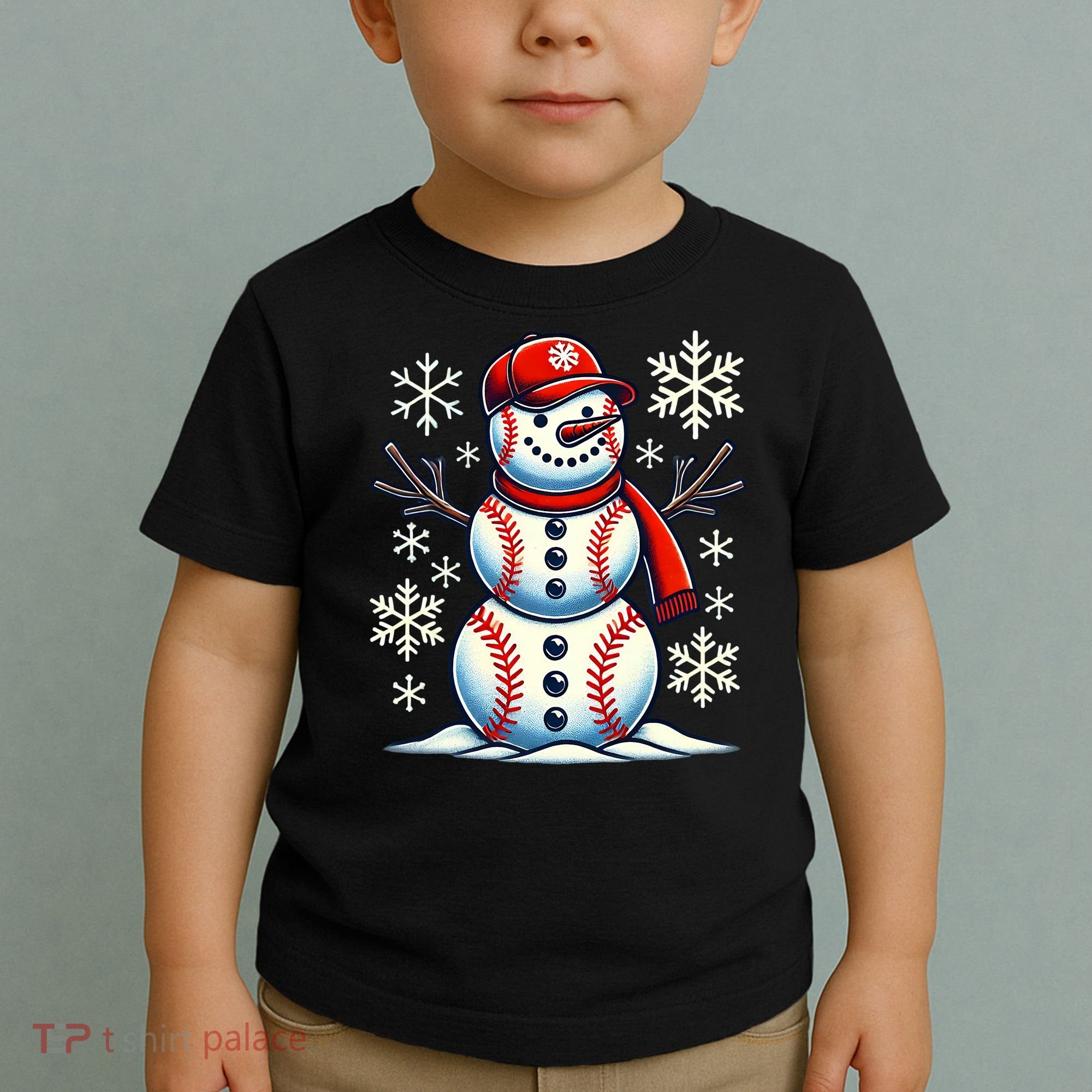 Christmas Baseball Snowman Baseball Christmas Toddler T-Shirt