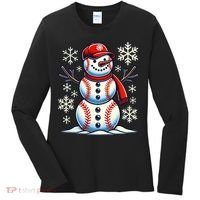 Christmas Baseball Snowman Baseball Christmas Women's Long Sleeve Shirt thumb 0
