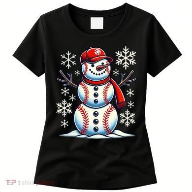 Christmas Baseball Snowman Baseball Christmas Women's T-Shirt