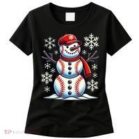 Christmas Baseball Snowman Baseball Christmas Women's T-Shirt thumb 0