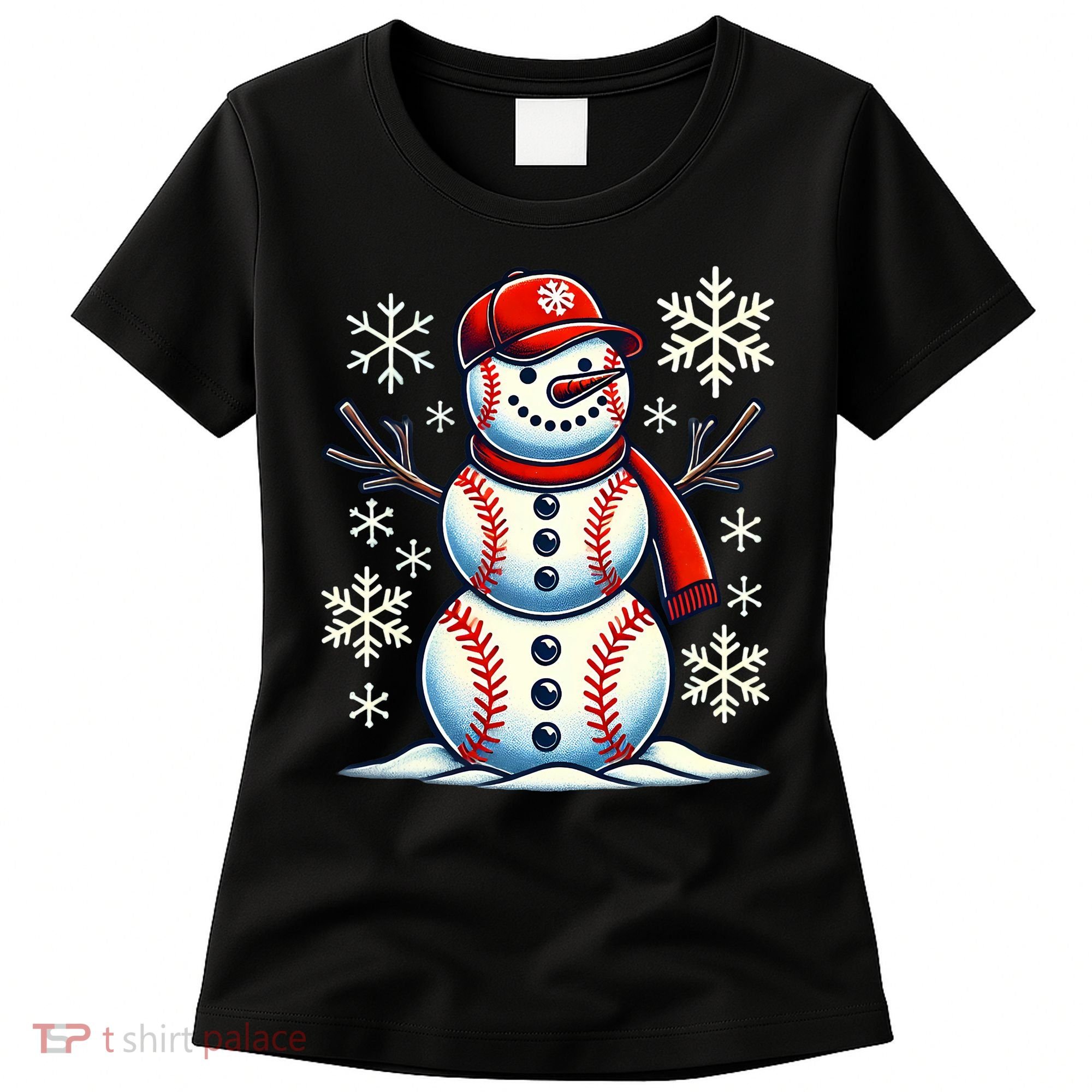 Christmas Baseball Snowman Baseball Christmas Women's T-Shirt