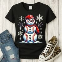 Christmas Baseball Snowman Baseball Christmas Women's T-Shirt thumb 3