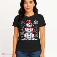 Christmas Baseball Snowman Baseball Christmas Women's T-Shirt thumb 4