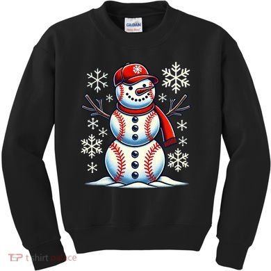 Christmas Baseball Snowman Baseball Christmas Kids Sweatshirt