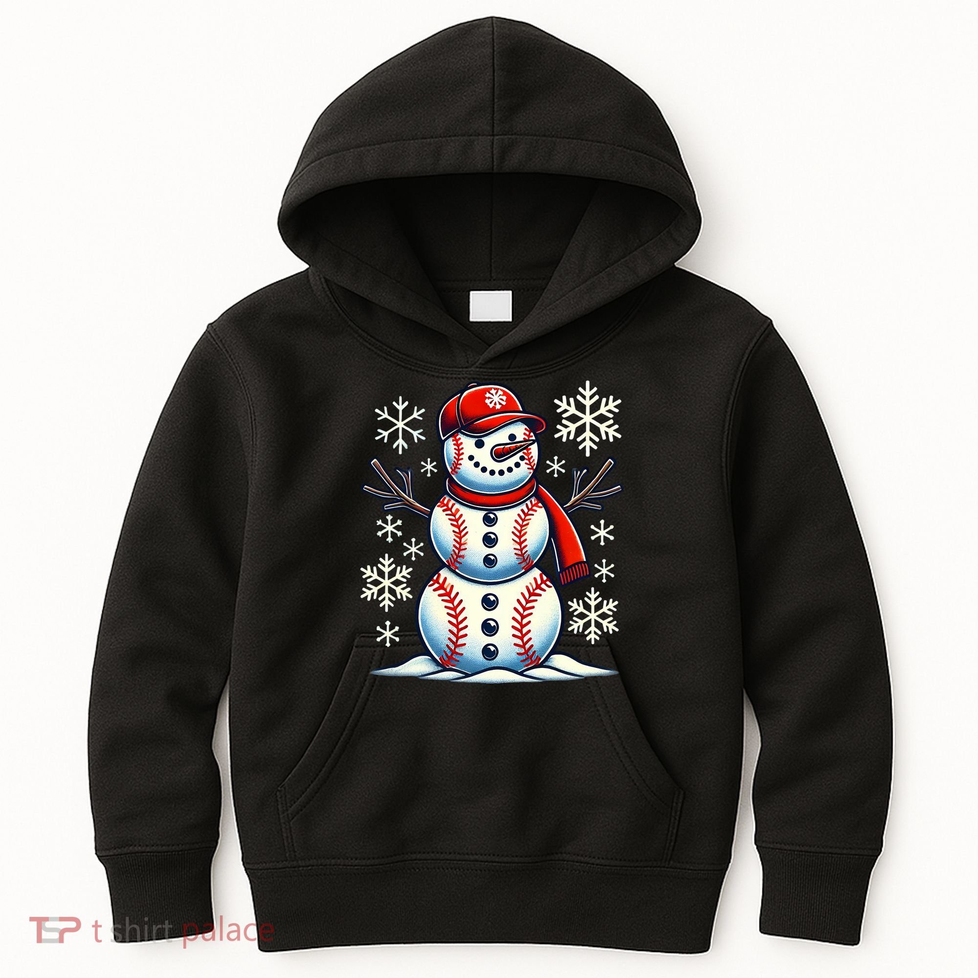 Christmas Baseball Snowman Baseball Christmas Kids Hoodie