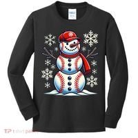 Christmas Baseball Snowman Baseball Christmas Kids Long Sleeve Shirt thumb 0