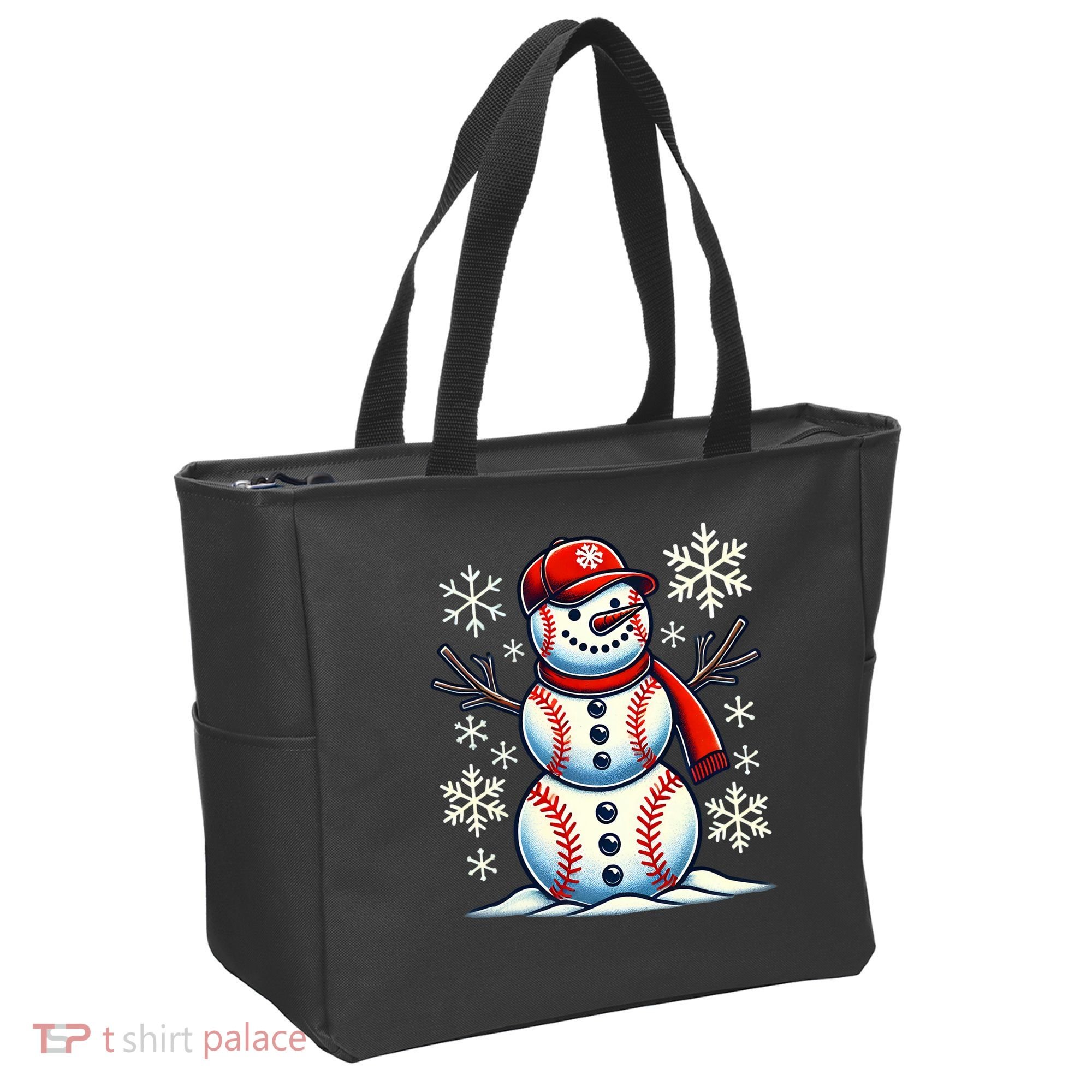 Christmas Baseball Snowman Baseball Christmas Tote Bag