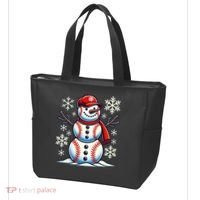 Christmas Baseball Snowman Baseball Christmas Tote Bag thumb 3