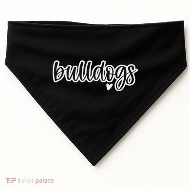 Cute Bulldogs Script Game Mascot Day Matching Team Color USA-Made Doggie Bandana
