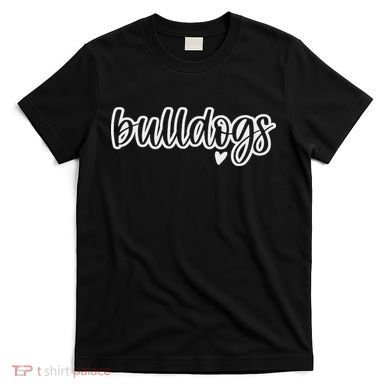 Cute Bulldogs Script Game Mascot Day Matching Team Color T-Shirt