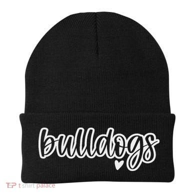 Cute Bulldogs Script Game Mascot Day Matching Team Color Beanie