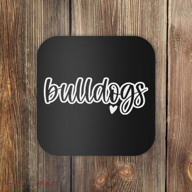 Cute Bulldogs Script Game Mascot Day Matching Team Color Coaster