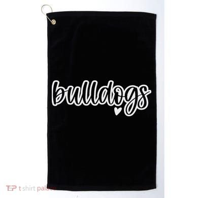 Cute Bulldogs Script Game Mascot Day Matching Team Color Golf Towel