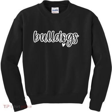 Cute Bulldogs Script Game Mascot Day Matching Team Color Kids Sweatshirt