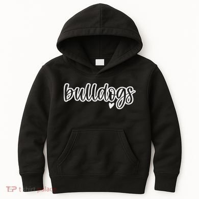 Cute Bulldogs Script Game Mascot Day Matching Team Color Kids Hoodie