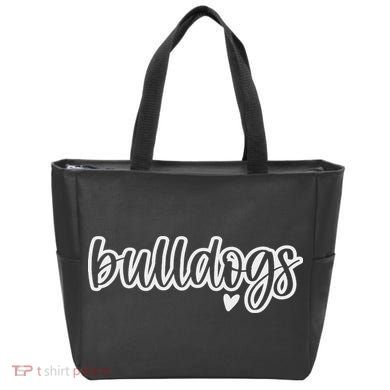 Cute Bulldogs Script Game Mascot Day Matching Team Color Tote Bag
