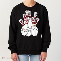 Cartoon Bowling Scared Bowling Pins Funny Sport Bowler Women's Sweatshirt thumb 0