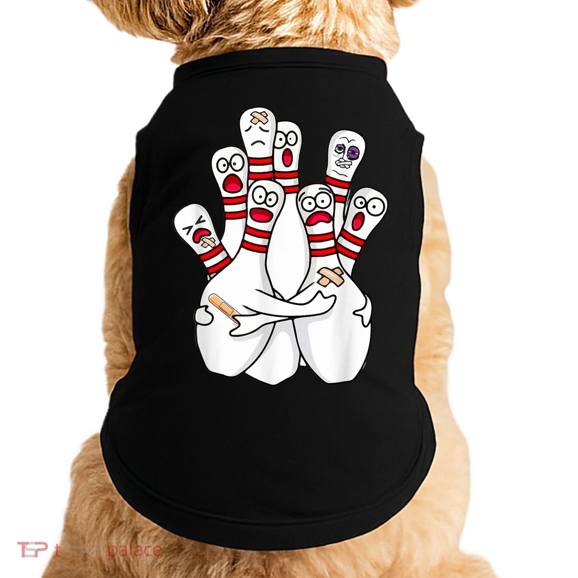 Cartoon Bowling Scared Bowling Pins Funny Sport Bowler Doggie Tank