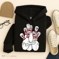 Cartoon Bowling Scared Bowling Pins Funny Sport Bowler Hoodie thumb 4