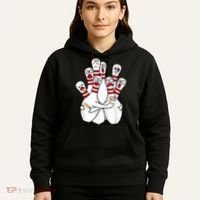 Cartoon Bowling Scared Bowling Pins Funny Sport Bowler Hoodie thumb 5
