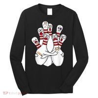 Cartoon Bowling Scared Bowling Pins Funny Sport Bowler Long Sleeve Shirt thumb 0