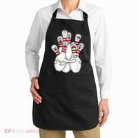 Cartoon Bowling Scared Bowling Pins Funny Sport Bowler Apron thumb 2