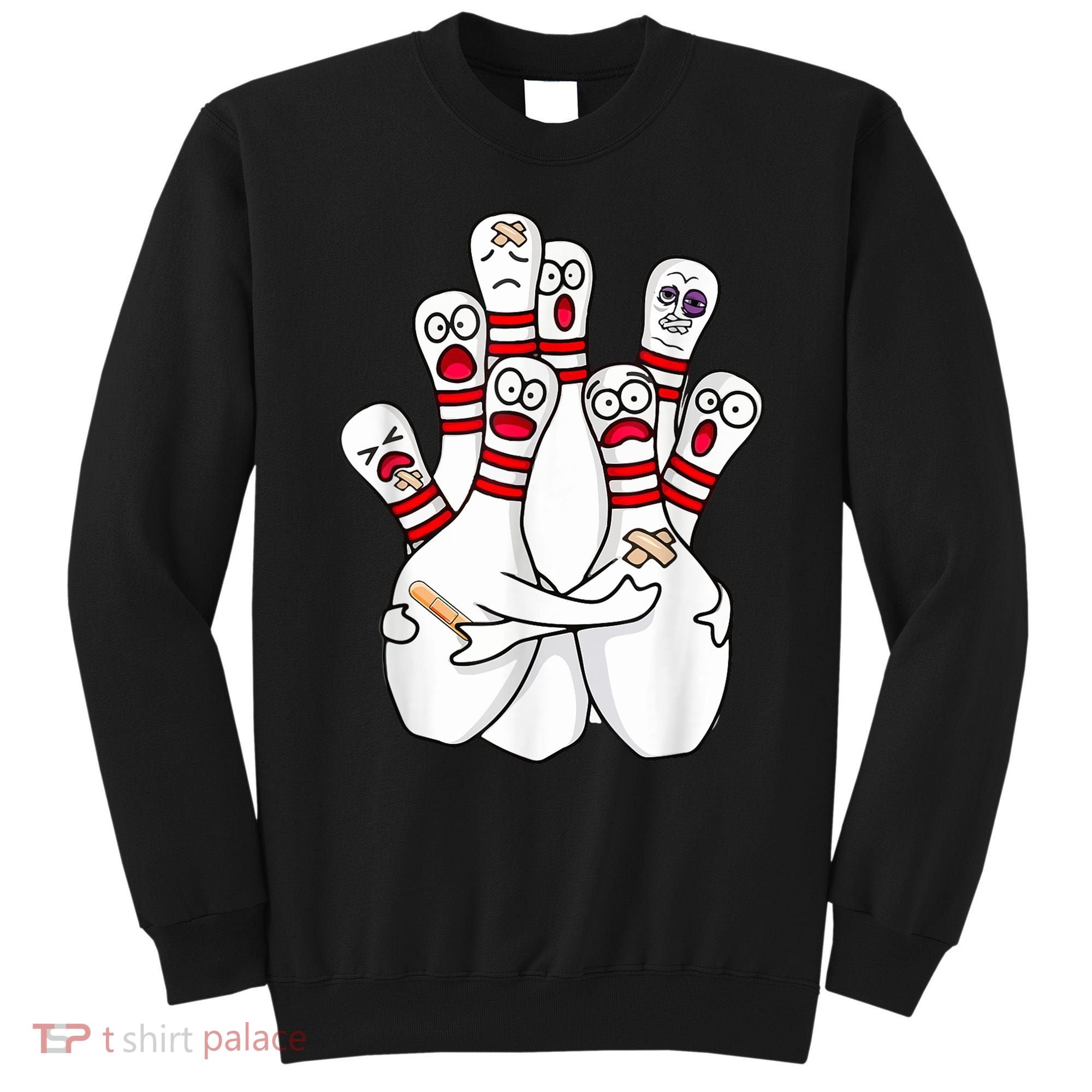 Cartoon Bowling Scared Bowling Pins Funny Sport Bowler Sweatshirt