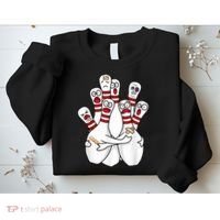 Cartoon Bowling Scared Bowling Pins Funny Sport Bowler Sweatshirt thumb 2