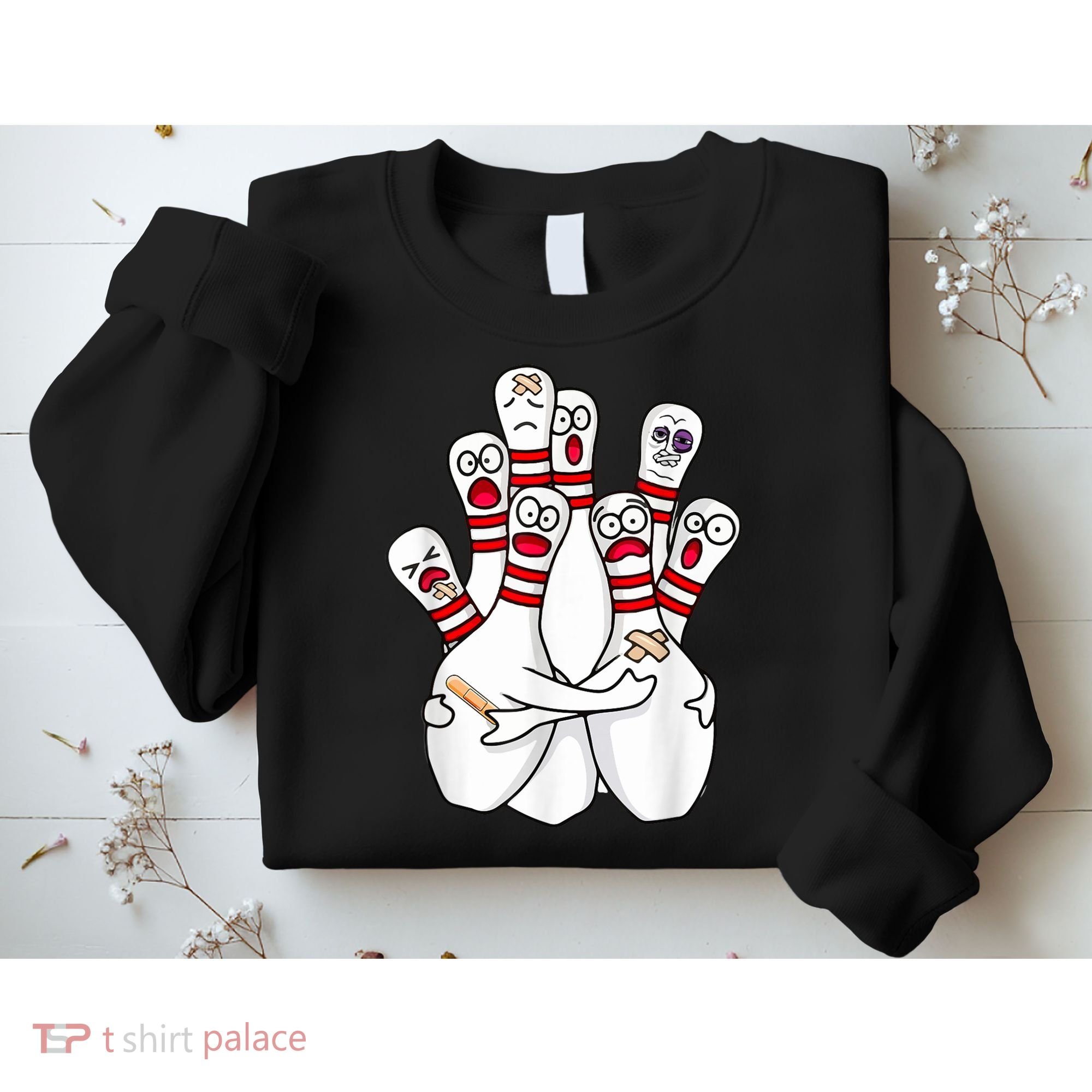 Cartoon Bowling Scared Bowling Pins Funny Sport Bowler Sweatshirt