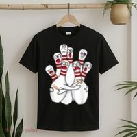 Cartoon Bowling Scared Bowling Pins Funny Sport Bowler T-Shirt thumb 2