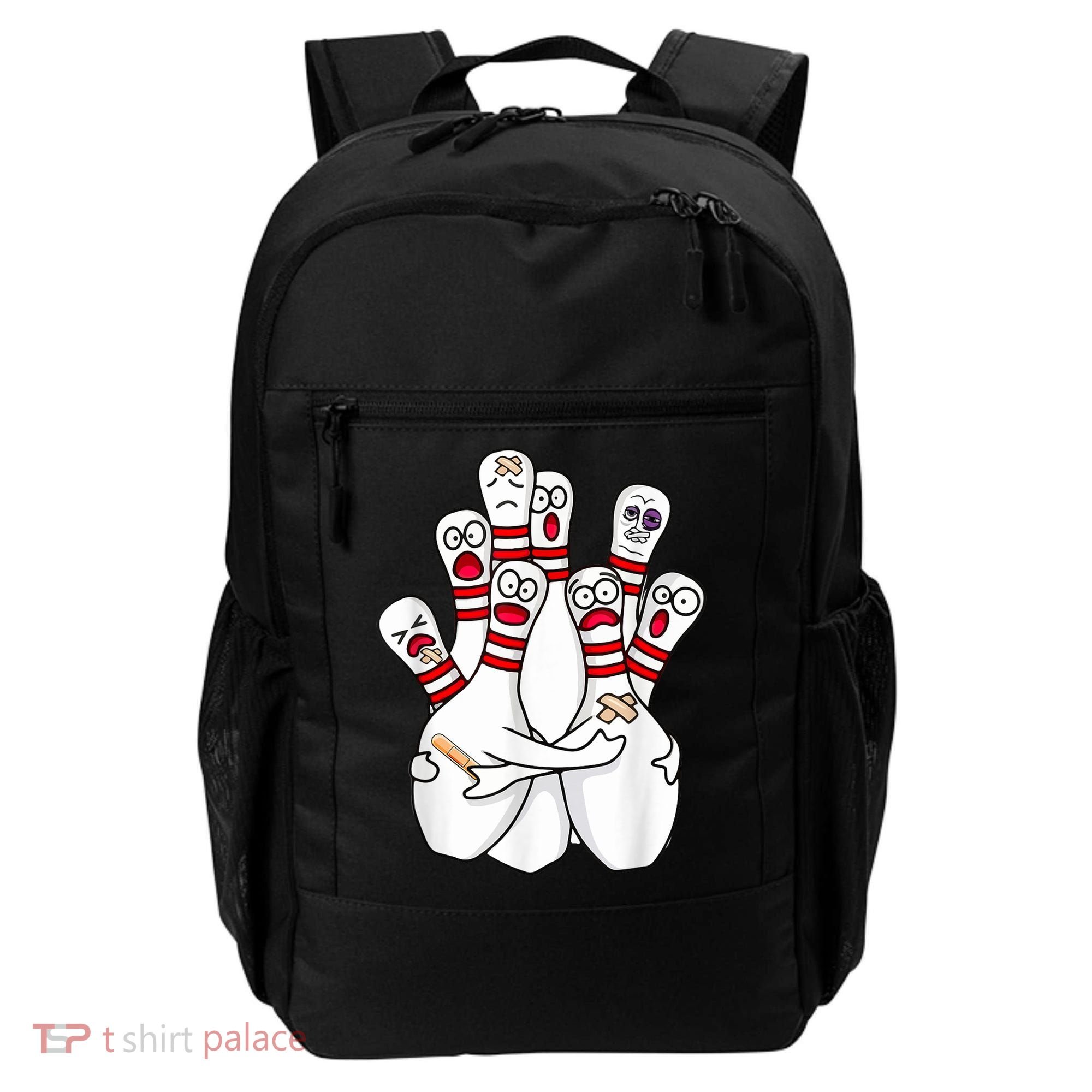 Cartoon Bowling Scared Bowling Pins Funny Sport Bowler Backpack