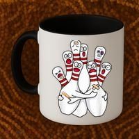 Cartoon Bowling Scared Bowling Pins Funny Sport Bowler Coffee Mug thumb 2