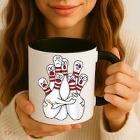 Cartoon Bowling Scared Bowling Pins Funny Sport Bowler Coffee Mug thumb 3