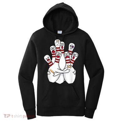 Cartoon Bowling Scared Bowling Pins Funny Sport Bowler Women's Hoodie
