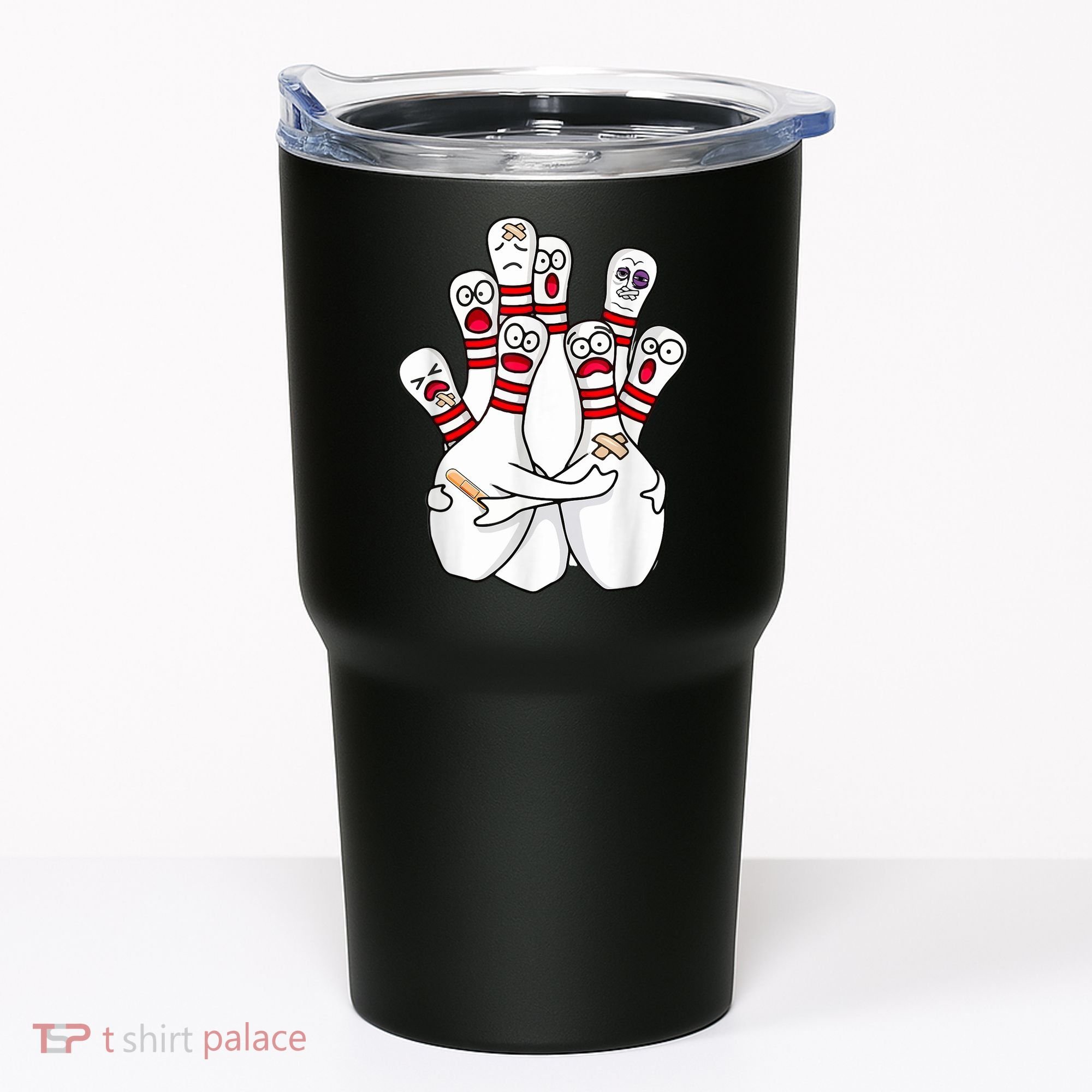 Cartoon Bowling Scared Bowling Pins Funny Sport Bowler Tumbler
