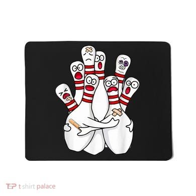 Cartoon Bowling Scared Bowling Pins Funny Sport Bowler Mousepad
