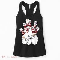 Cartoon Bowling Scared Bowling Pins Funny Sport Bowler Women's Tank Top thumb 0