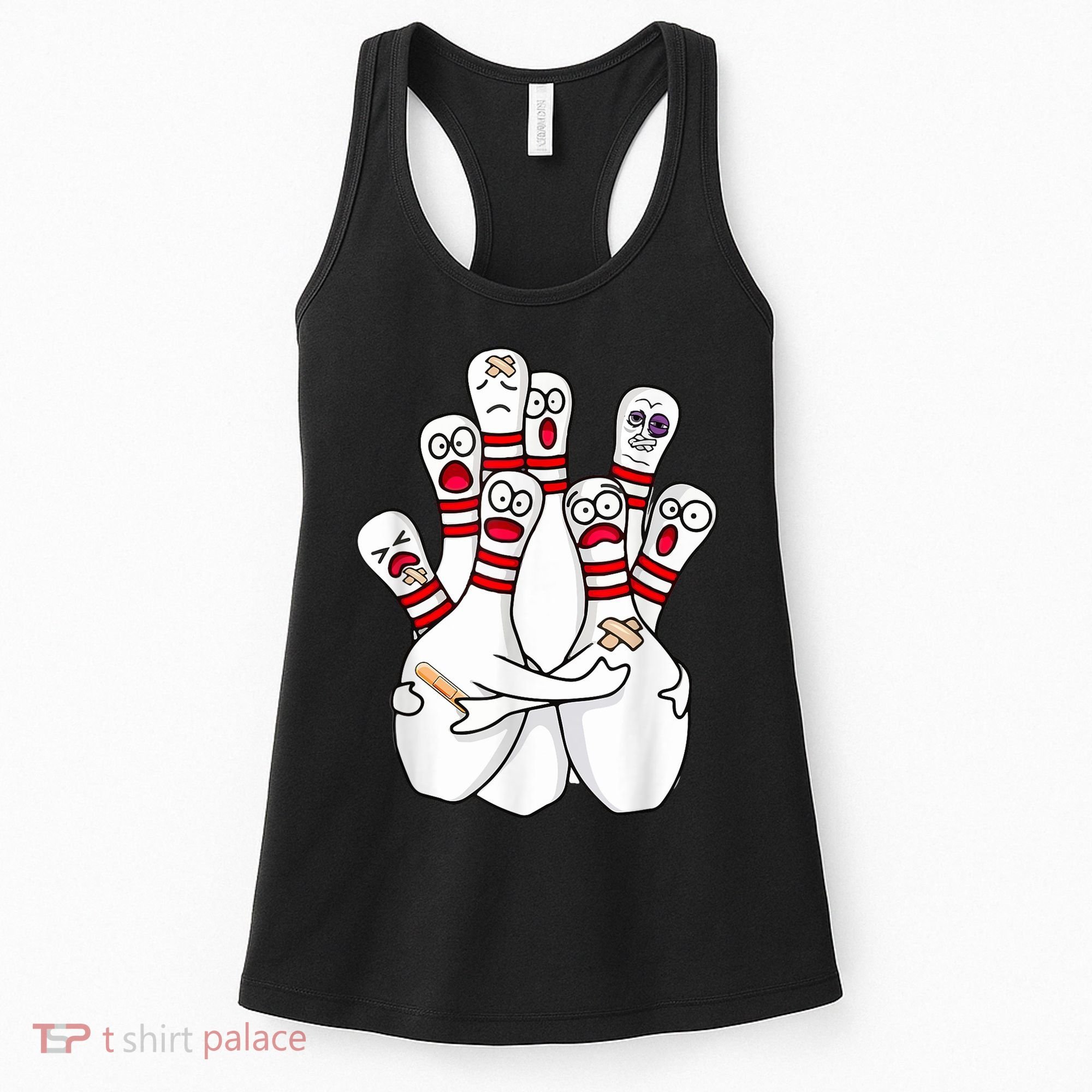Cartoon Bowling Scared Bowling Pins Funny Sport Bowler Women's Tank Top