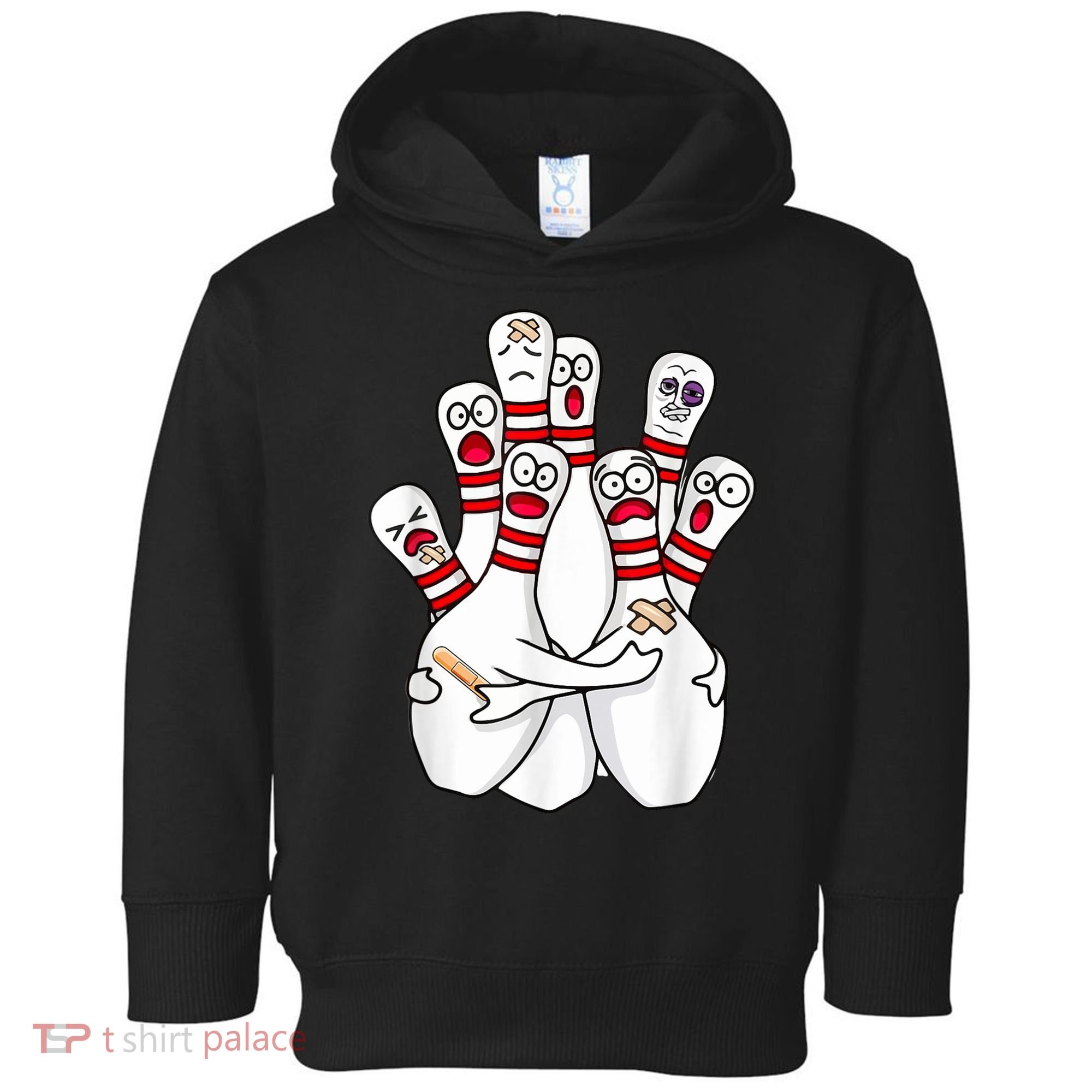 Cartoon Bowling Scared Bowling Pins Funny Sport Bowler Toddler Hoodie