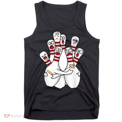 Cartoon Bowling Scared Bowling Pins Funny Sport Bowler Tank Top